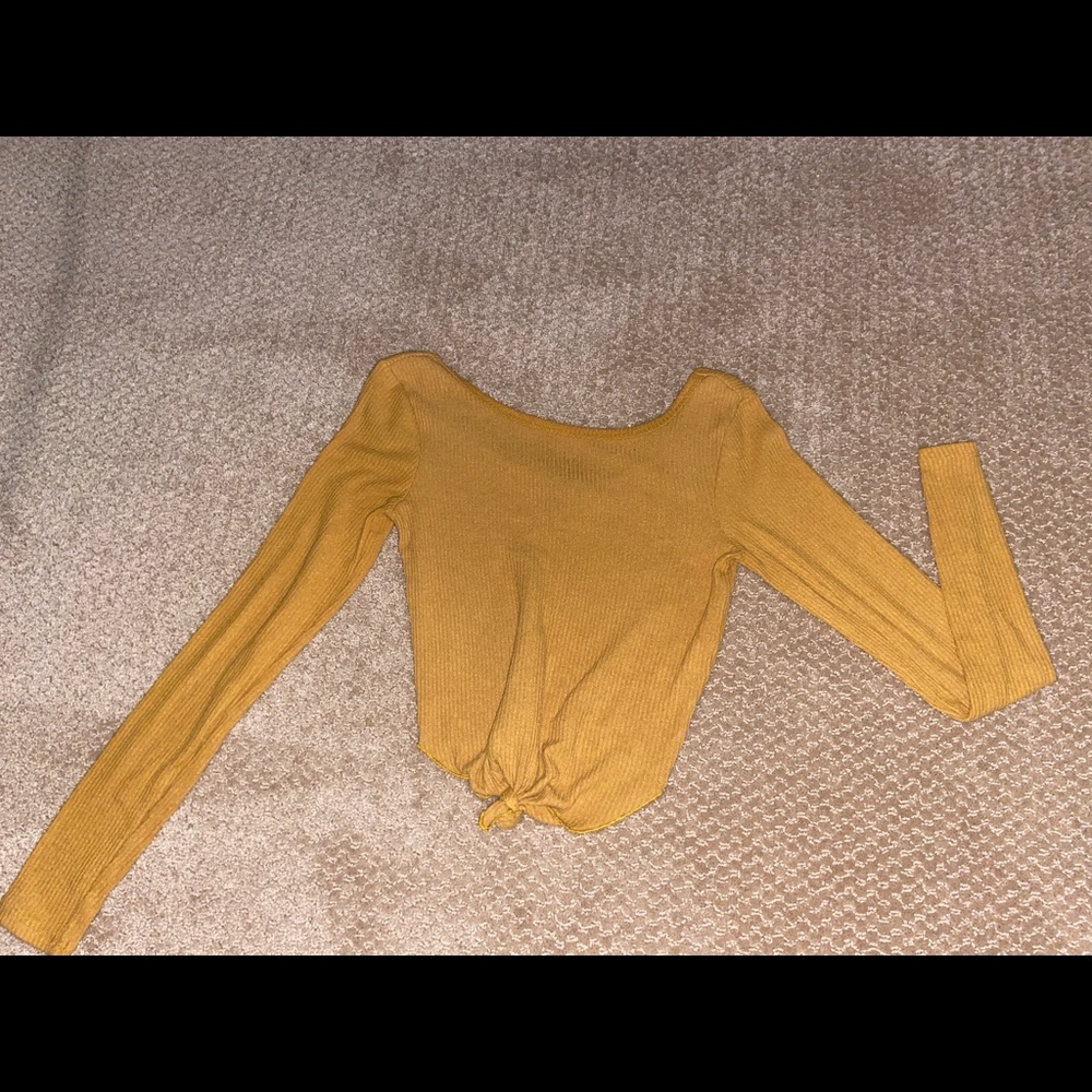 yellow long sleeve with tie in front